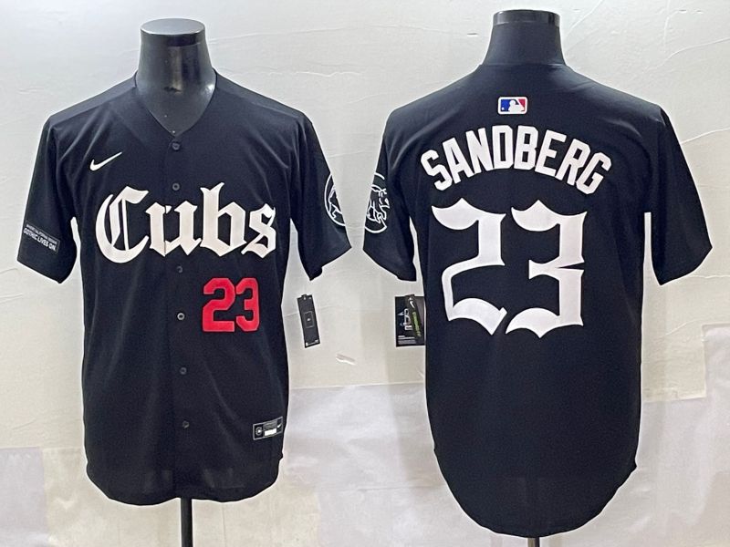 Men 2025 Chicago Cubs #23 Sandberg Black Five generations Joint Name Nike MLB Jersey style 4->chicago cubs->MLB Jersey